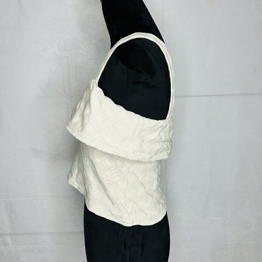 Madewell Cream Knit Sleeveless Top Ruffle Tank Women's Sz XXS - Picture 6 of 8